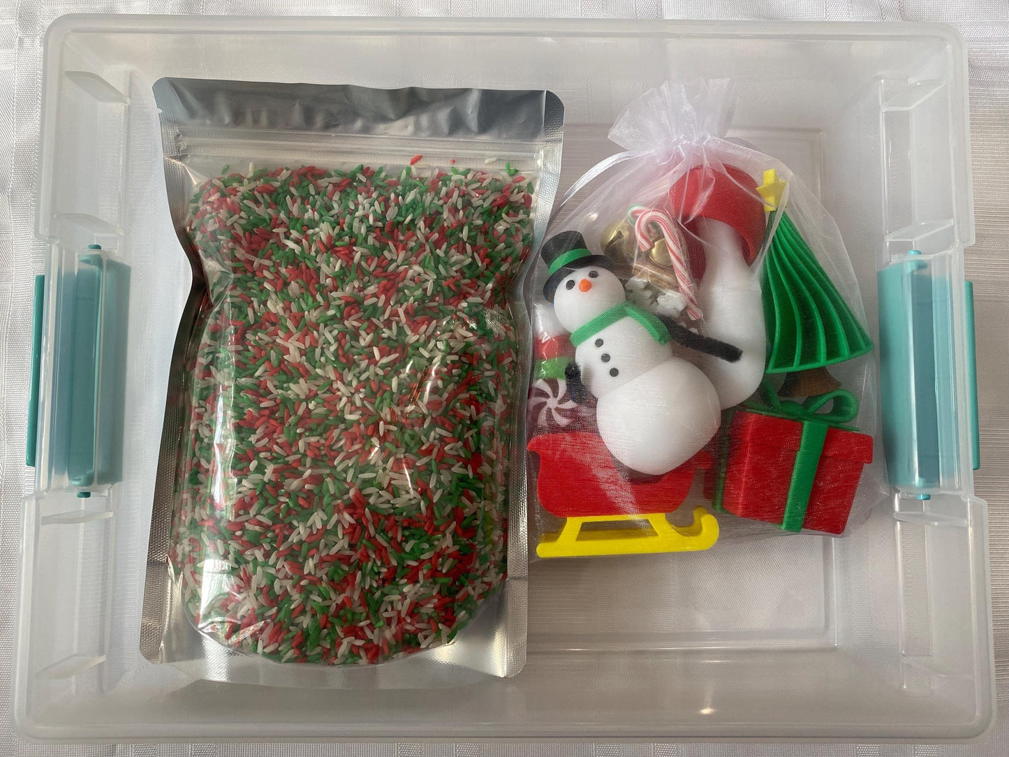 Christmas Sensory Bin - Montessori Play Kit for Kids | Pretend Play | Flisat Filler | Busy Bin