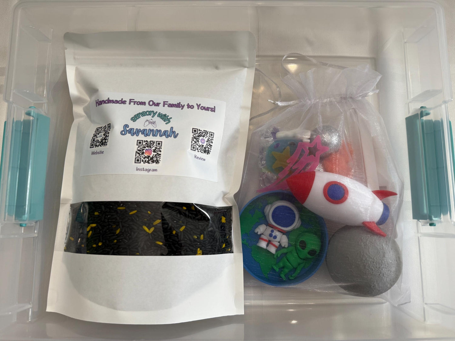 Outer Space Sensory Bin β Montessori Galaxy Play Kit | Planets, Rocket, Astronauts & Aliens β STEM Activity | Flisat Filler | Busy Bin