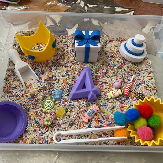 Montessori Birthday Sensory Bin