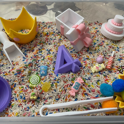 Montessori Birthday Sensory Bin