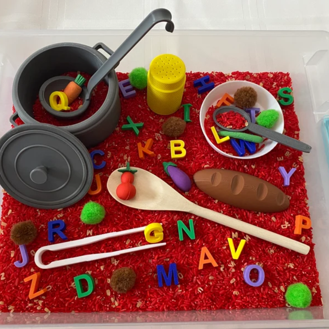 Montessori Alphabet Soup Sensory Bin – Sensory With Savannah