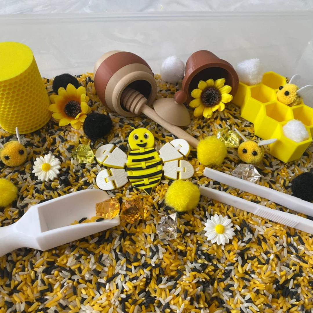 Montessori Spring Bee Sensory Bin