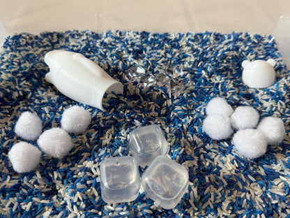 Montessori Arctic Adventure Sensory Bin – Interactive Play Kit for Kids | Fine Motor Skills | Pretend Play | Flisat Filler | Busy Bin