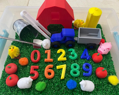 Counting Farm Animal Sensory Bin