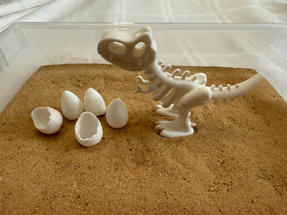 Dinosaur Fossil Dig Sensory Bin – Montessori Excavation Activity Kit for Kids | STEM Learning & Pretend Play | Flisat Filler | Busy Bin