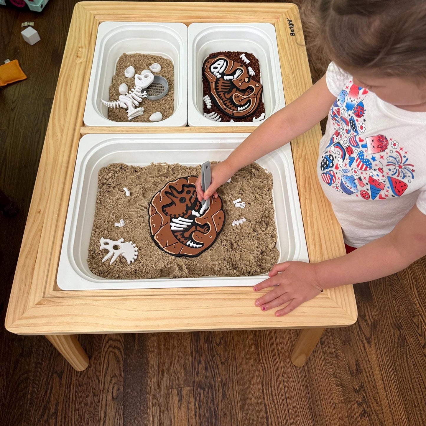 Dinosaur Fossil Puzzle - Montessori Dino Toy - Fine Motor STEM Activity - Sensory Excavation Kit - Flisat Table Filler