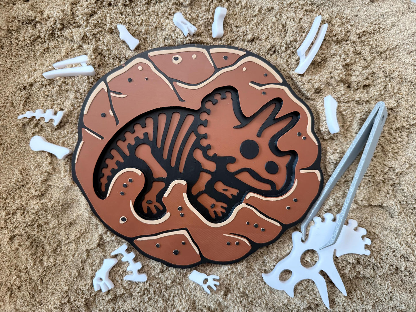 Dinosaur Fossil Puzzle - Montessori Dino Toy - Fine Motor STEM Activity - Sensory Excavation Kit - Flisat Table Filler