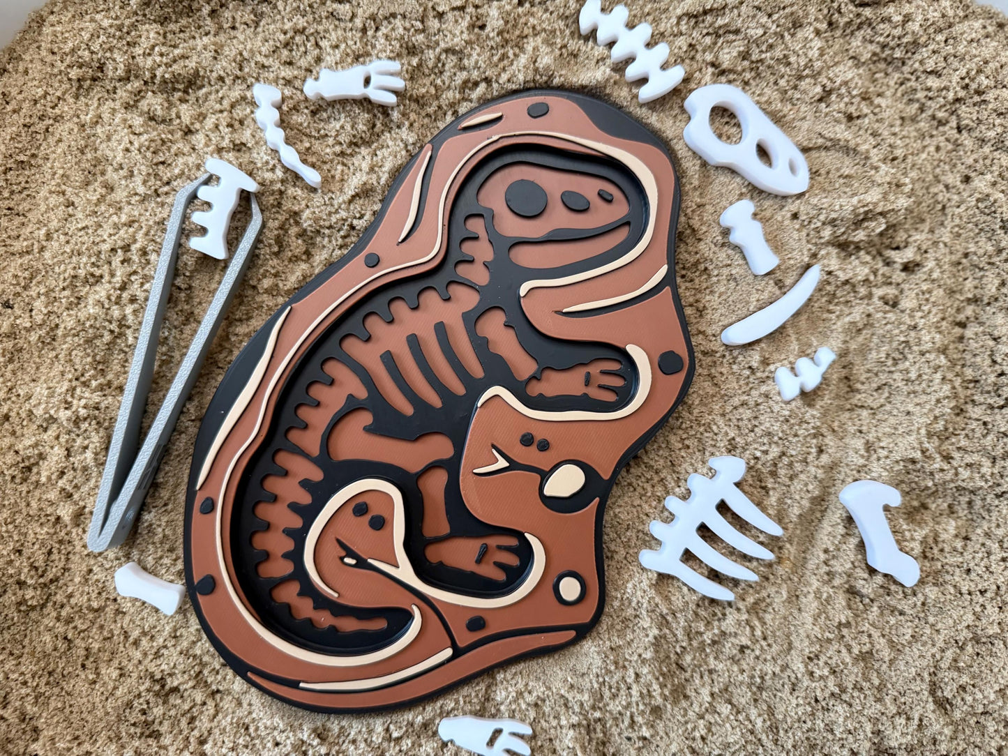 Dinosaur Fossil Puzzle - Montessori Dino Toy - Fine Motor STEM Activity - Sensory Excavation Kit - Flisat Table Filler