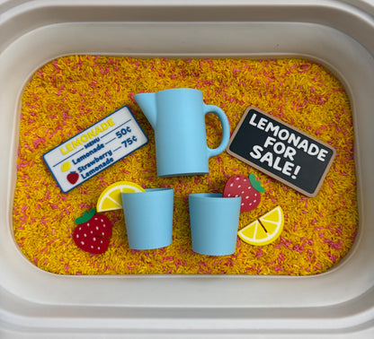 Lemonade Stand Sensory Bin - Montessori Pretend Play Food Activity Kit for Kids, Fine Motor Skills & Imaginative Play, Flisat Filler, Busy