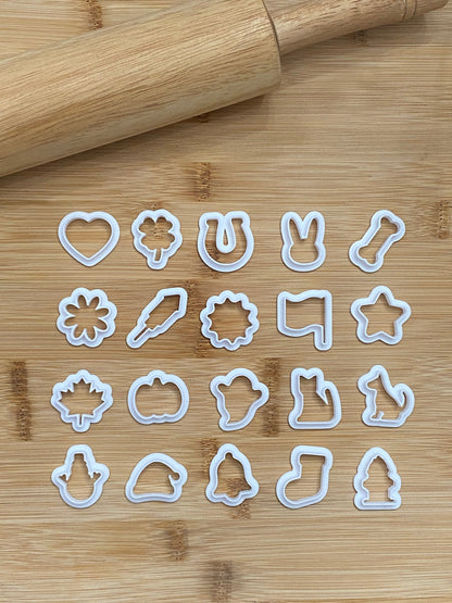 20-Piece Miniature Cookie Cutters, Holiday Assortment: Festive Baking Essentials for Every Occasion