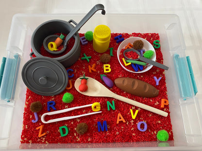 Alphabet Soup Sensory Bin - Interactive Play Kit for Kids | Educational Alphabet Learning Toy | Hands-On Montessori Activity