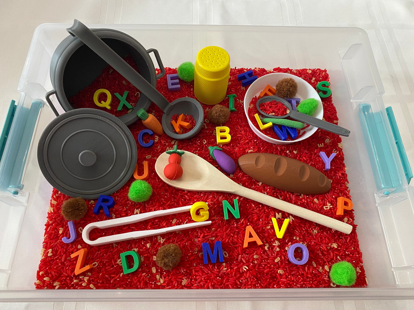Alphabet Soup Sensory Bin - Interactive Play Kit for Kids | Educational Alphabet Learning Toy | Hands-On Montessori Activity