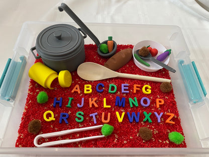 Alphabet Soup Sensory Bin - Interactive Play Kit for Kids | Educational Alphabet Learning Toy | Hands-On Montessori Activity