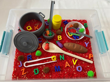 Alphabet Soup Sensory Bin - Interactive Play Kit for Kids | Educational Alphabet Learning Toy | Hands-On Montessori Activity
