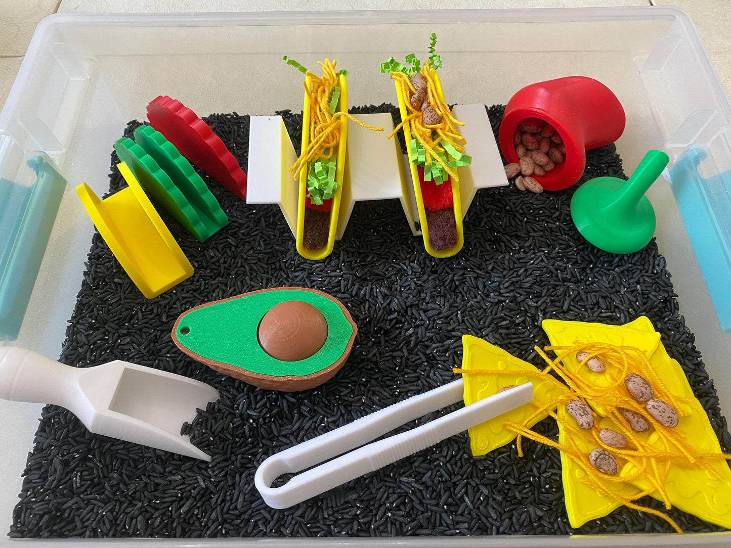 Montessori Build Your Own Taco Sensory Bin - Interactive Play Kit for Kids | Educational Fine Motor Skills Toy | Flisat Filler | Busy Bin