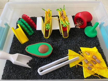 Montessori Build Your Own Taco Sensory Bin - Interactive Play Kit for Kids | Educational Fine Motor Skills Toy | Flisat Filler | Busy Bin