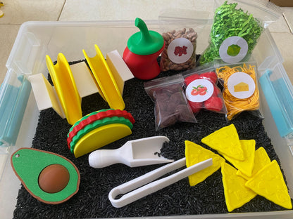 Montessori Build Your Own Taco Sensory Bin - Interactive Play Kit for Kids | Educational Fine Motor Skills Toy | Flisat Filler | Busy Bin