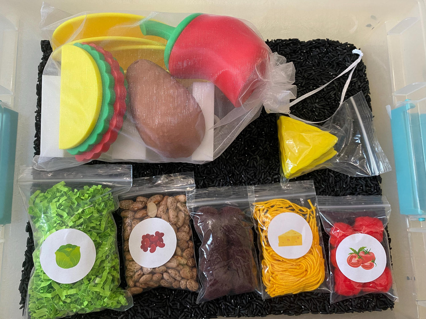 Montessori Build Your Own Taco Sensory Bin - Interactive Play Kit for Kids | Educational Fine Motor Skills Toy | Flisat Filler | Busy Bin