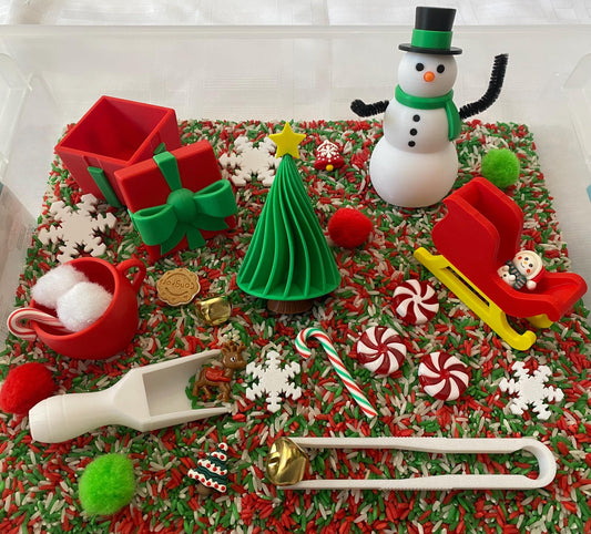Christmas Sensory Bin - Montessori Play Kit for Kids | Pretend Play | Flisat Filler | Busy Bin