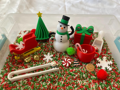 Christmas Sensory Bin - Montessori Play Kit for Kids | Pretend Play | Flisat Filler | Busy Bin