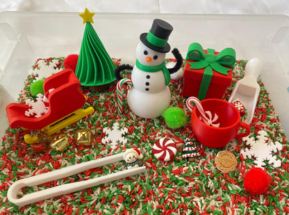 Christmas Sensory Bin - Montessori Play Kit for Kids | Pretend Play | Flisat Filler | Busy Bin