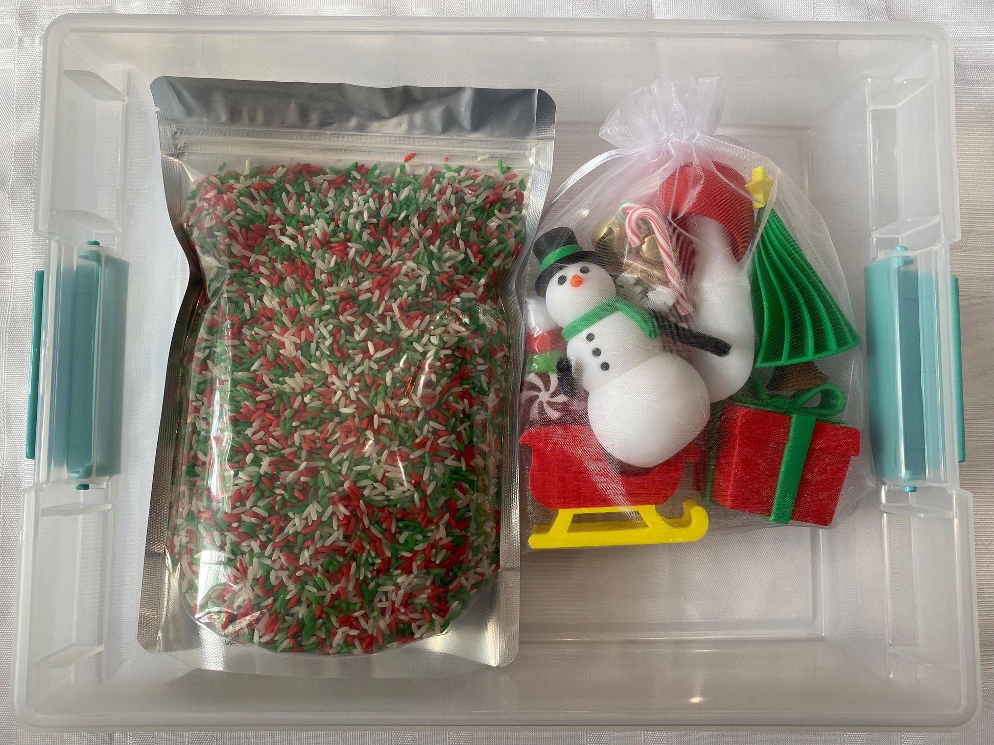 Christmas Sensory Bin - Montessori Play Kit for Kids | Pretend Play | Flisat Filler | Busy Bin