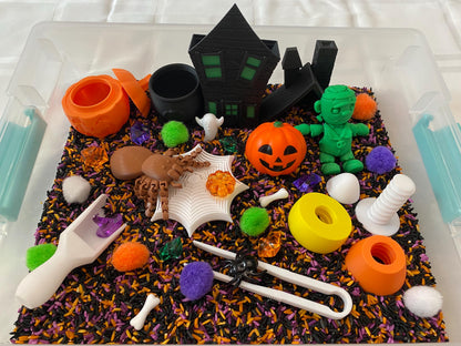 Montessori Halloween Sensory Bin - Interactive Play Kit for Kids | Flisat Filler | Busy Bin | Pour and Play