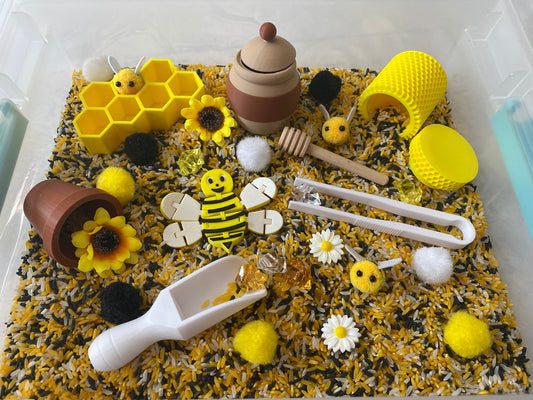 Montessori Spring Bee Sensory Bin - Interactive Play Kit for Kids | Pretend Play | Flisat Filler | Busy Bin