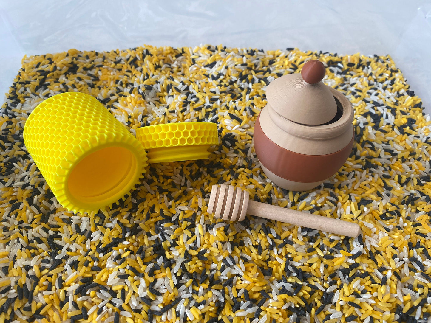 Montessori Spring Bee Sensory Bin - Interactive Play Kit for Kids | Pretend Play | Flisat Filler | Busy Bin