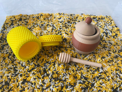 Montessori Spring Bee Sensory Bin - Interactive Play Kit for Kids | Pretend Play | Flisat Filler | Busy Bin
