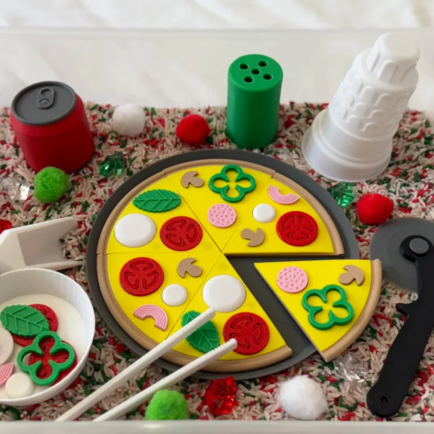 Pizza Puzzle Sensory Bin