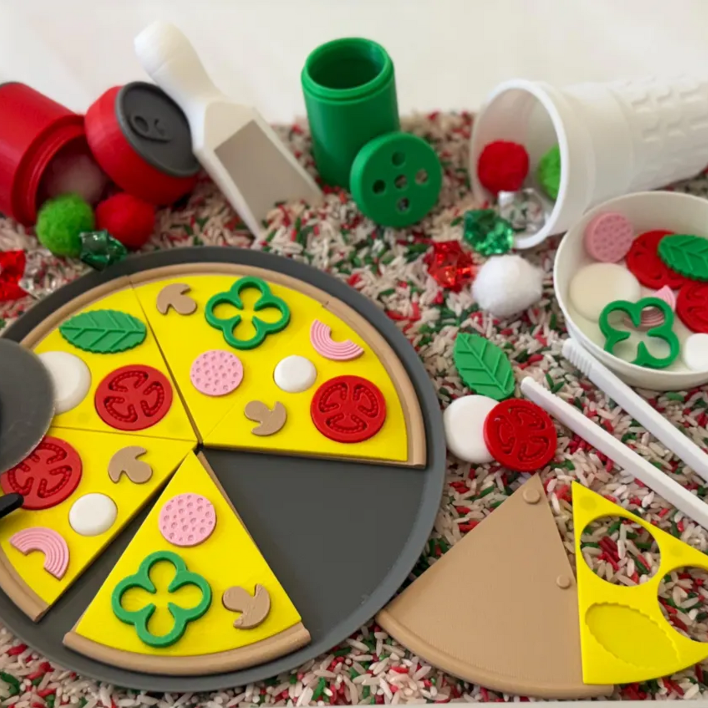 Pizza Puzzle Sensory Bin