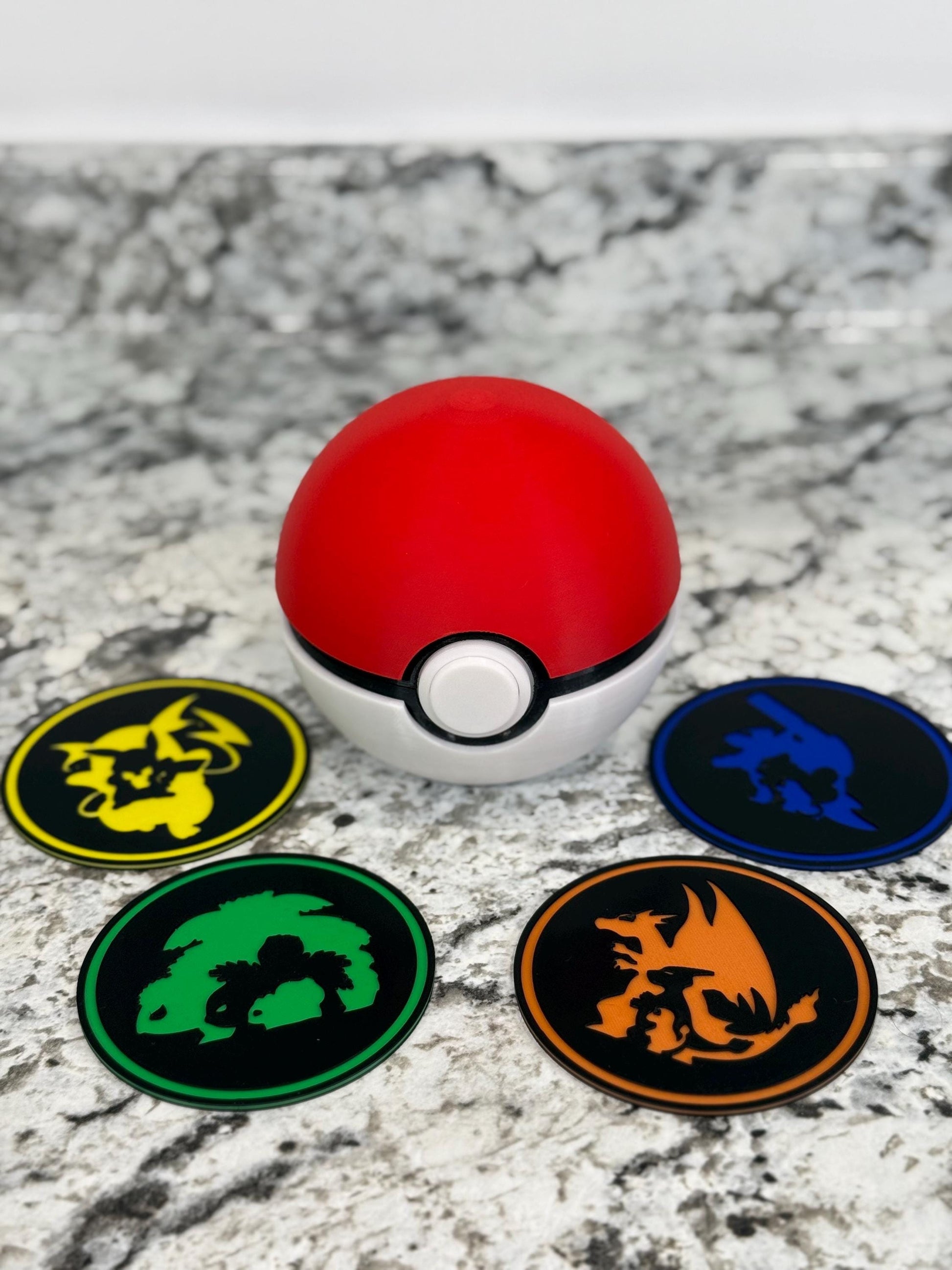 Pokemon Coaster Set with Pokeball Storage Container – Fun Gamer Gift & Unique Home Decor for Fans