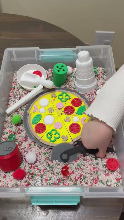 Pizza Puzzle Sensory Bin